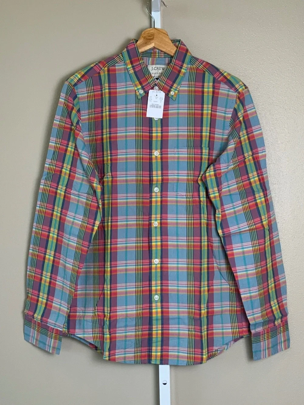 J. Crew Slim Madras Plaid Button Down Oxford Shirt